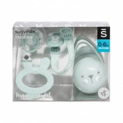 Suavinex Hygge Baby Set Verde - Ciuccio 0-6m + Catenella + Portaciucco + Massaggiagengive