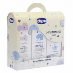 CHICCO Set Bagno Per Bambini Composto Da Bagnoschiuma Crema Corpo Fluida Acqua Di Colonia Baby Moments Set